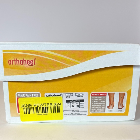 NEW! Orthaheel Jane Mule / Clog / Sandal in Pewter. Size 8w - Picture 9 of 9